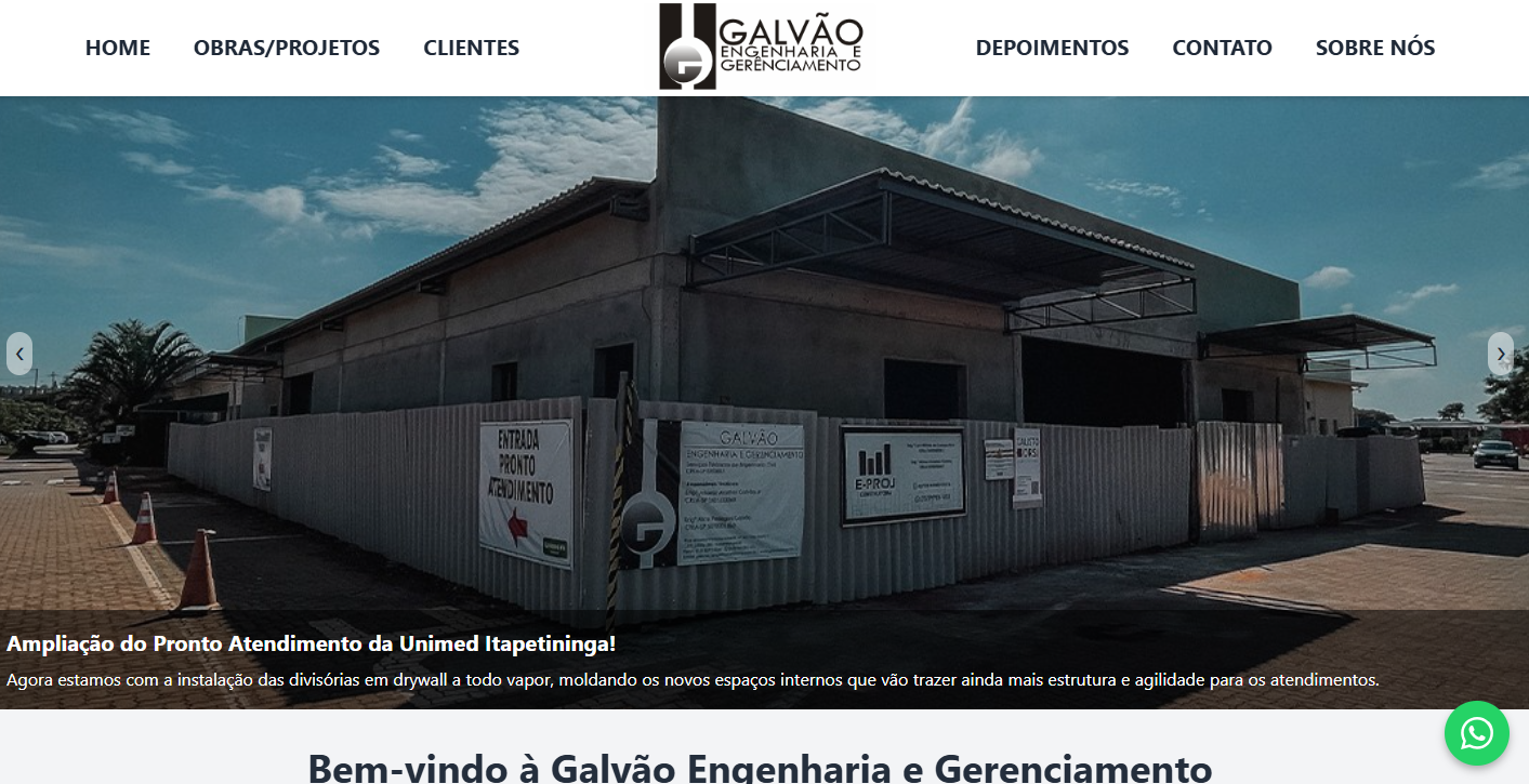 Site Construção: Galvão Engenharia — Site institucional de engenharia com portfólio de obras.